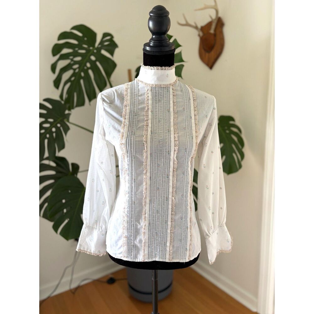 Vintage BOBBIE BROOKS 70s Prairie Ruffled Gunne Sax Style Shirt Blouse